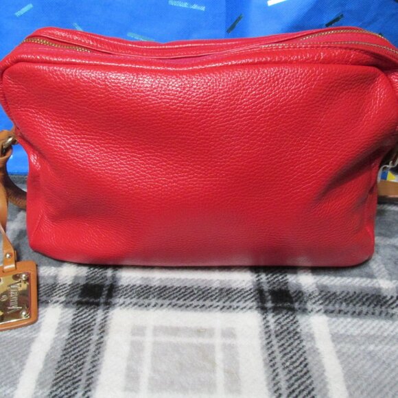 P1353-NWOT Valentina Red Pebble Italian Leather Crossbody Dual Entry - Picture 5 of 9